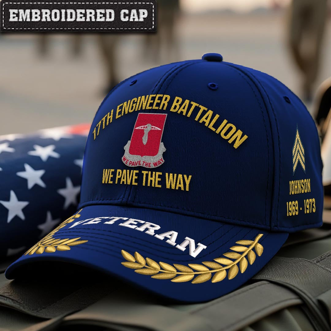 Cowgic Army 17th Engineer Battalion Embroidered Classic Structured Cap - Embroidered Cap for Veterans