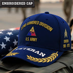 Cowgic U.S. Army 22nd Armored Division Embroidered Classic Structured Cap - Embroidered Cap for Veterans
