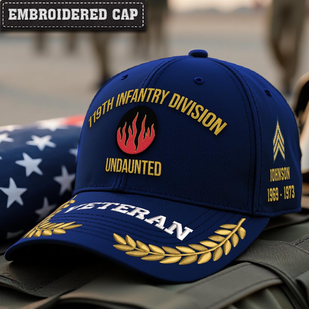 Cowgic U.S. Army 119th Infantry Division Embroidered Classic Structured Cap - Embroidered Cap for Veterans