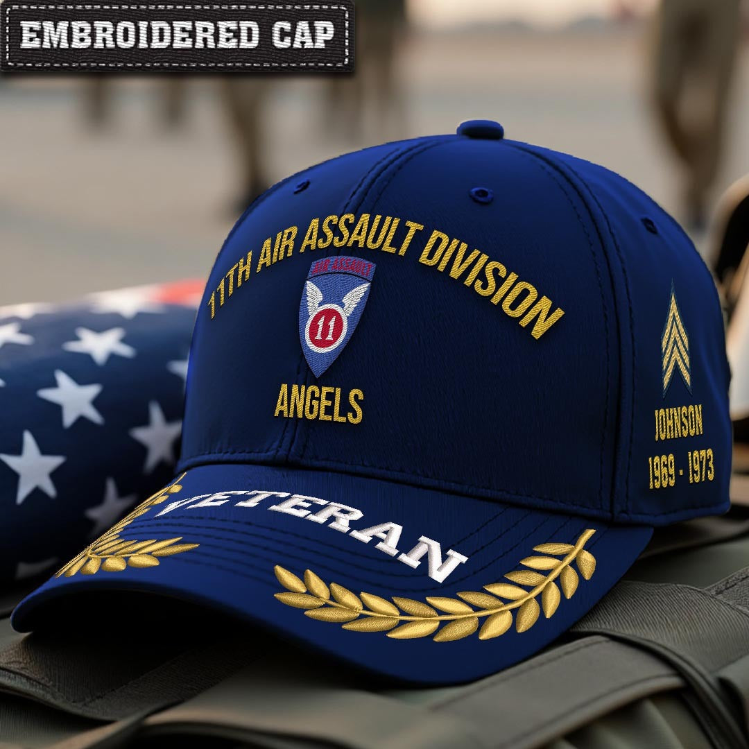 Cowgic U.S. Army 11th Air Assault Division Embroidered Classic Structured Cap - Embroidered Cap for Veterans