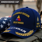Cowgic U.S. Army 4th Armored Division Embroidered Classic Structured Cap - Embroidered Cap for Veterans
