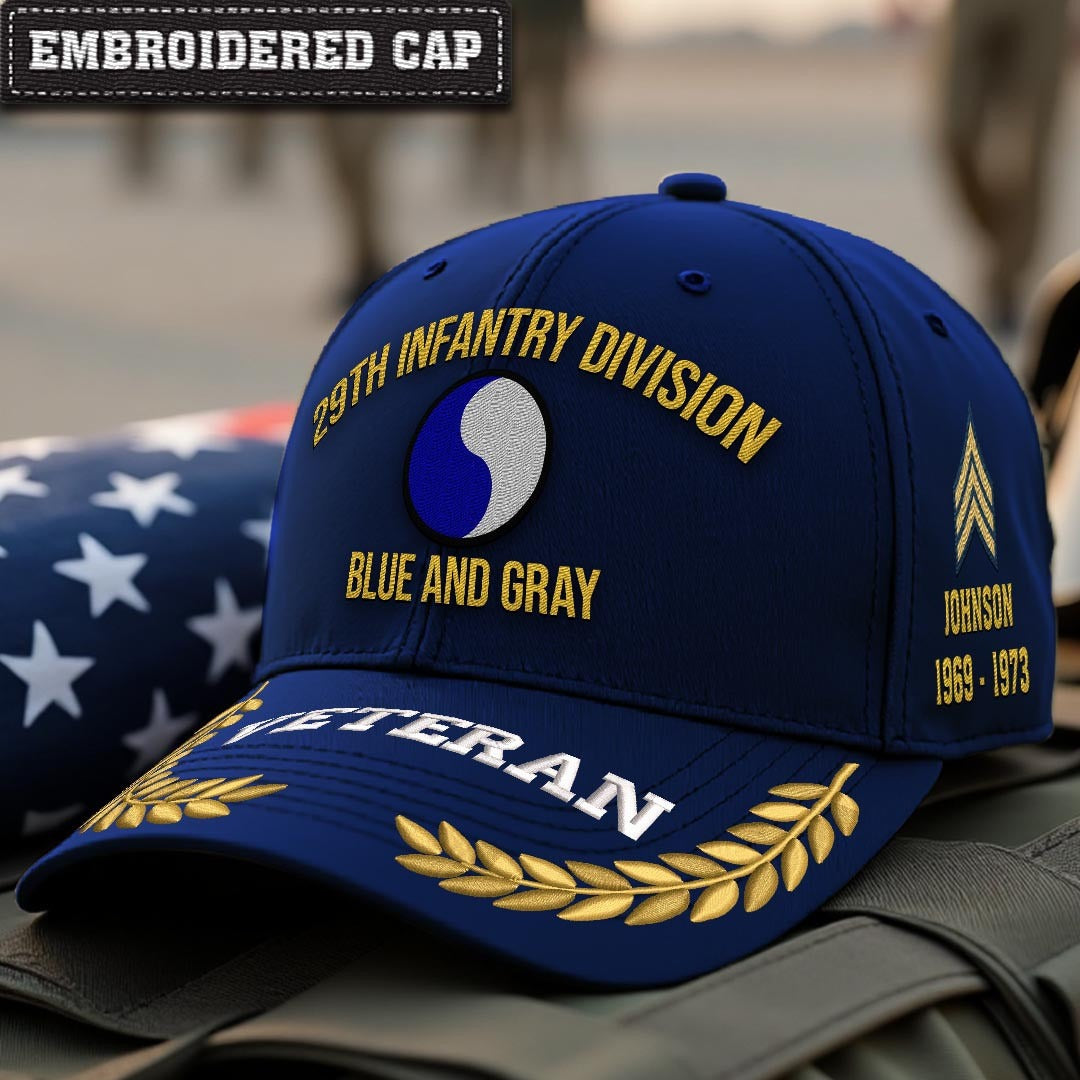Cowgic U.S. Army 29th Infantry Division Embroidered Classic Structured Cap - Embroidered Cap for Veterans