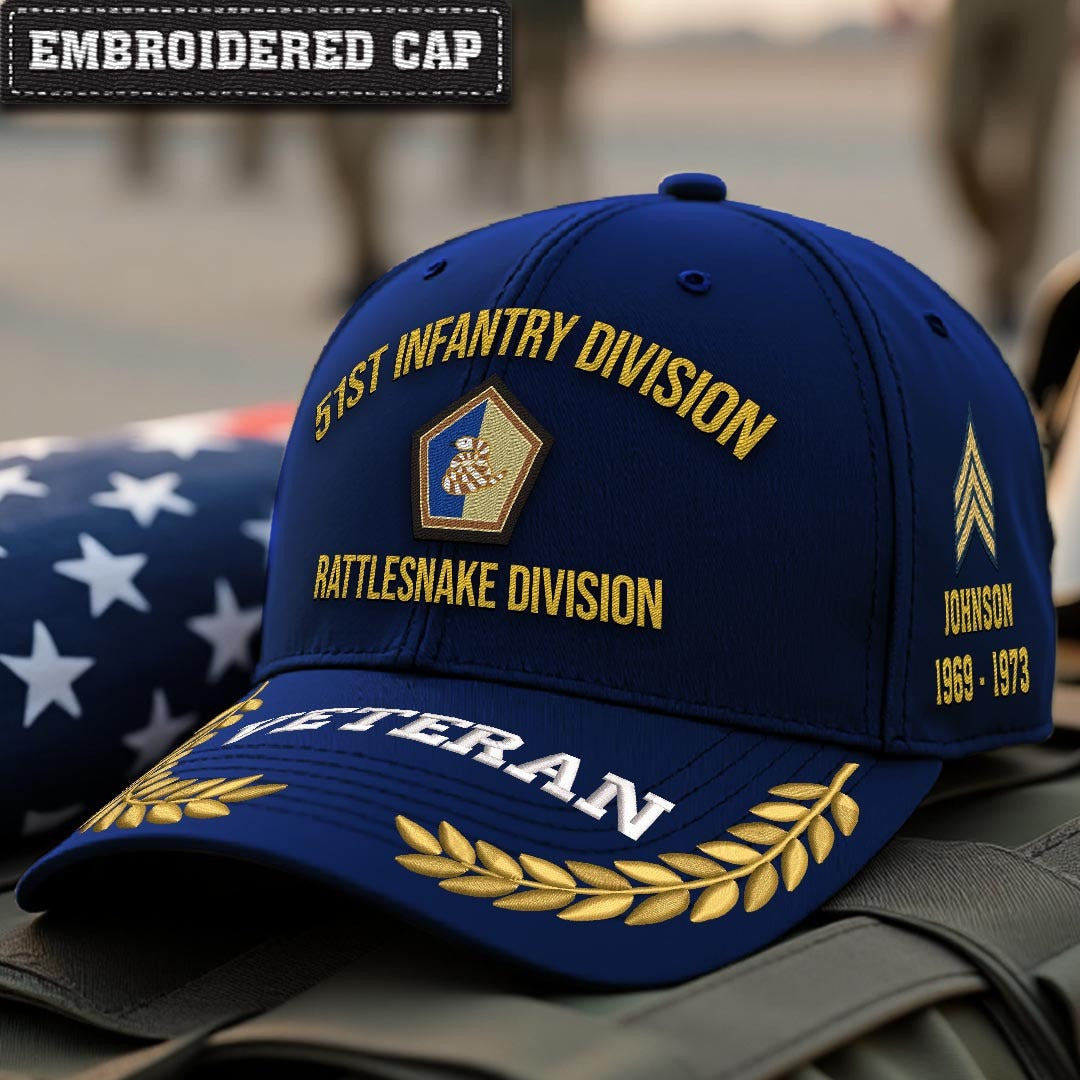 Cowgic U.S. Army 51st Infantry Division Embroidered Classic Structured Cap - Embroidered Cap for Veterans