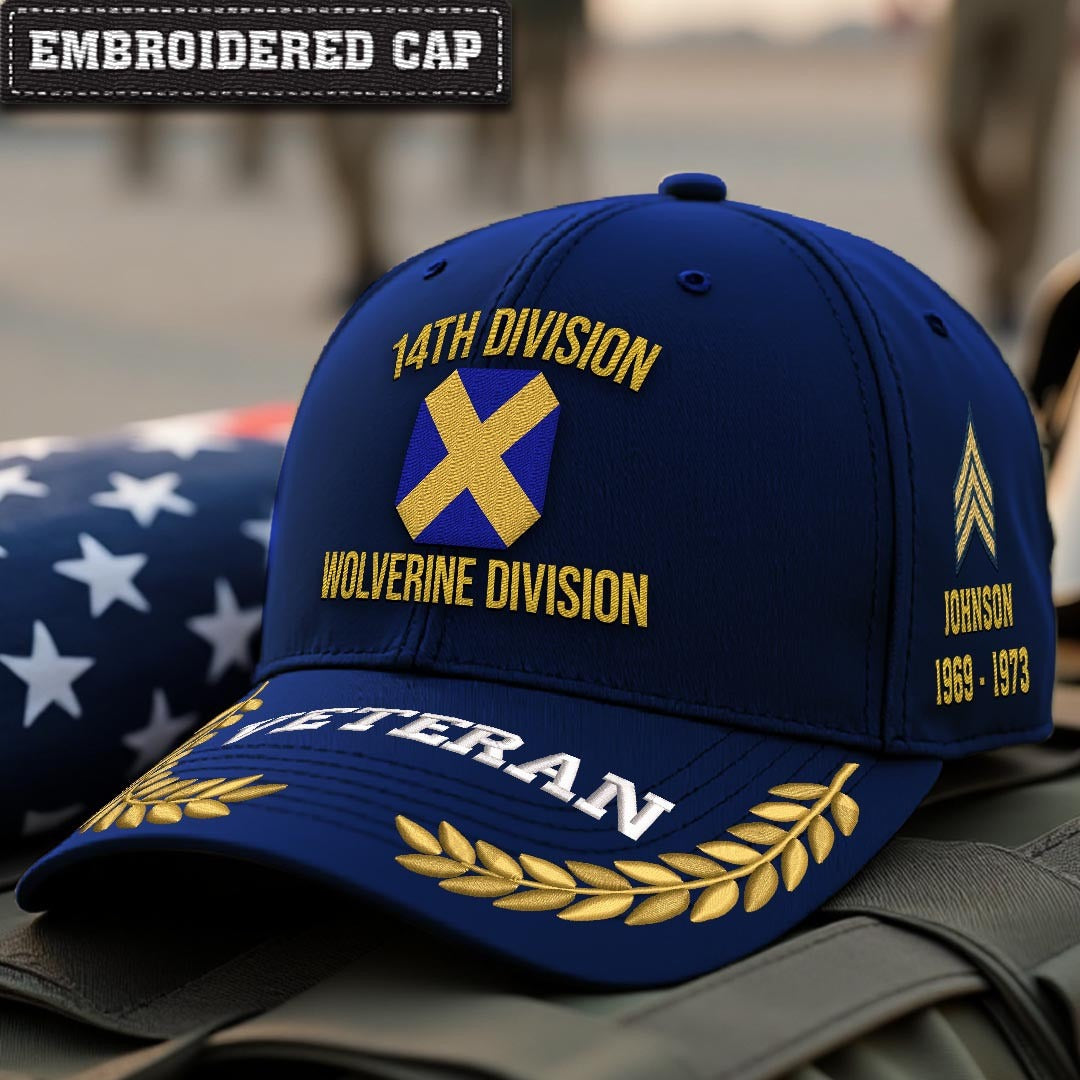 Cowgic U.S. Army 14th Division (National Guard WWI) Embroidered Classic Structured Cap - Embroidered Cap for Veterans