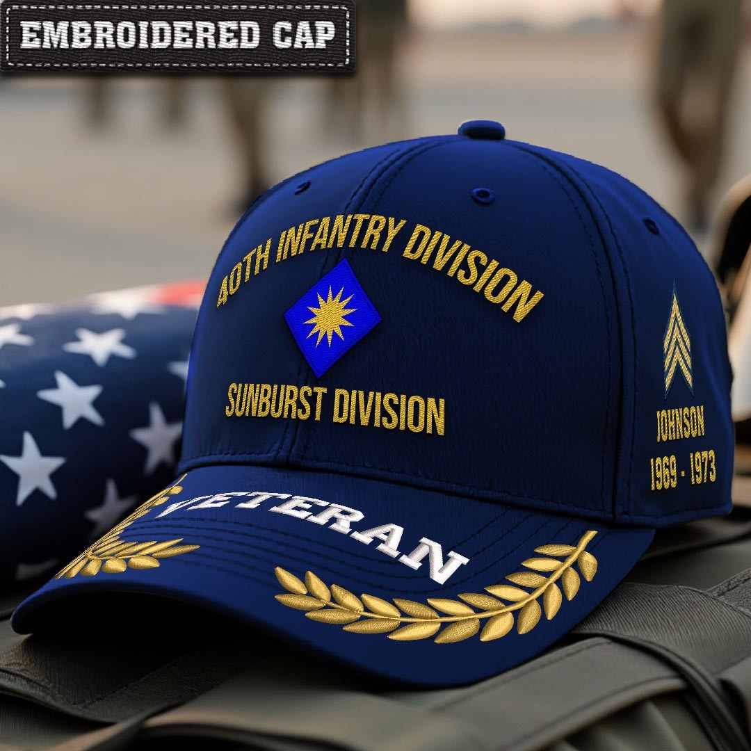 Cowgic U.S. Army 40th Infantry Division Embroidered Classic Structured Cap - Embroidered Cap for Veterans