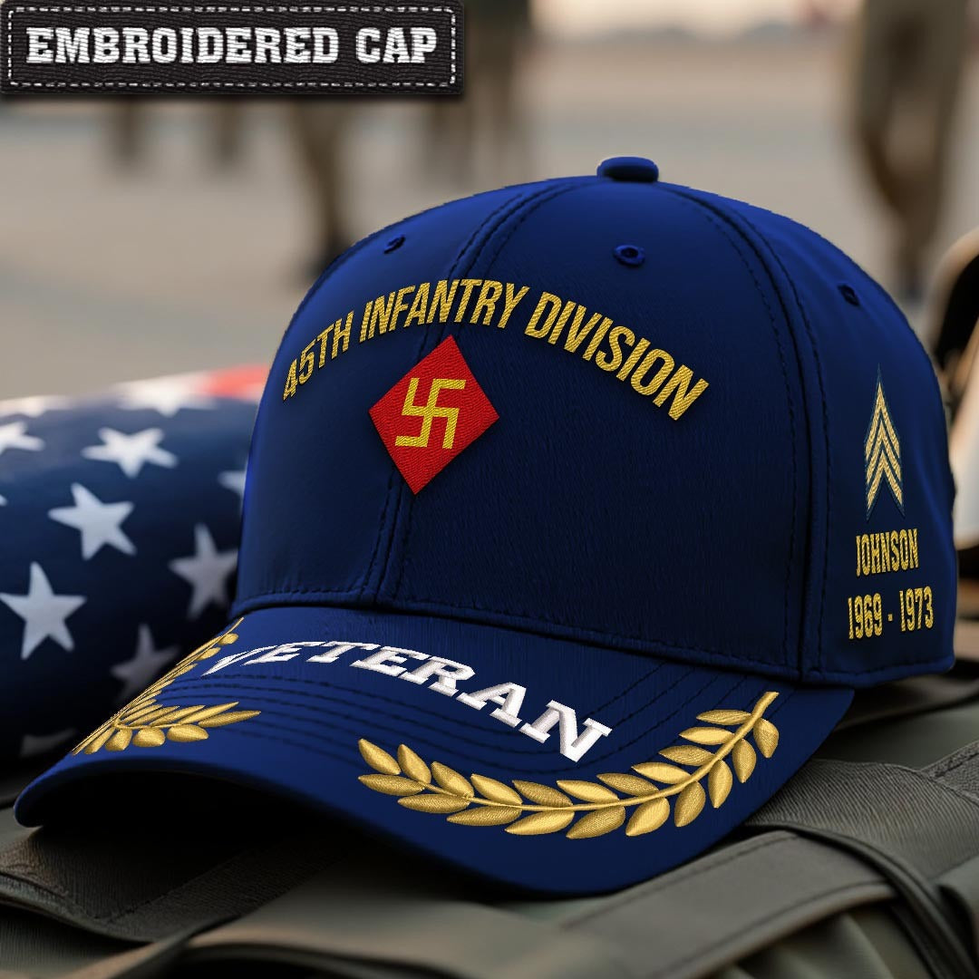 Cowgic U.S. Army 45th Infantry Division (Before the 1930s) Embroidered Classic Structured Cap - Embroidered Cap for Veterans