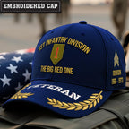 Cowgic U.S. Army 1st Infantry Division Embroidered Classic Structured Cap - Embroidered Cap for Veterans