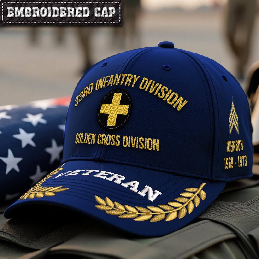 Cowgic U.S. Army 33rd Infantry Division Embroidered Classic Structured Cap - Embroidered Cap for Veterans