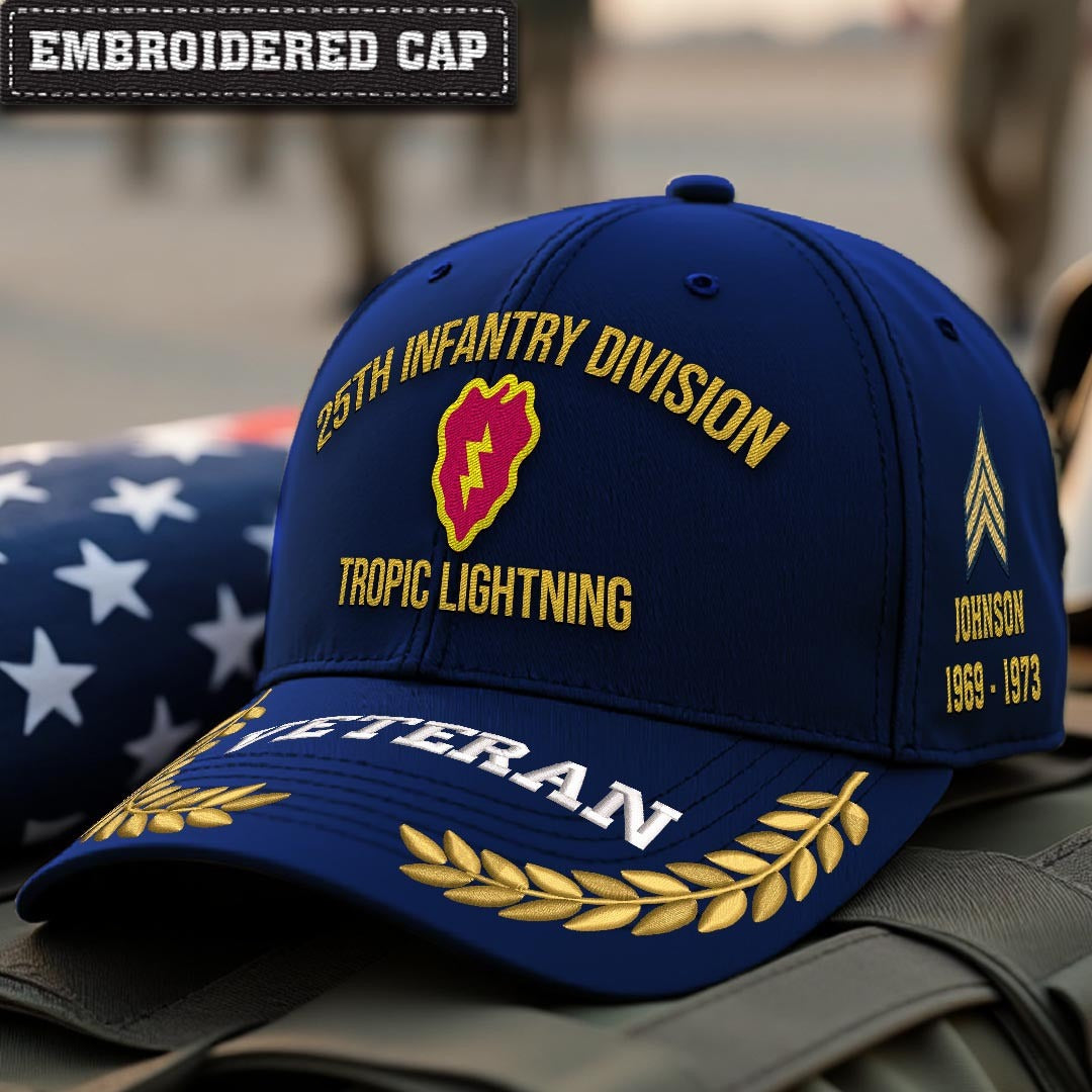 Cowgic U.S. Army 25th Infantry Division Embroidered Classic Structured Cap - Embroidered Cap for Veterans