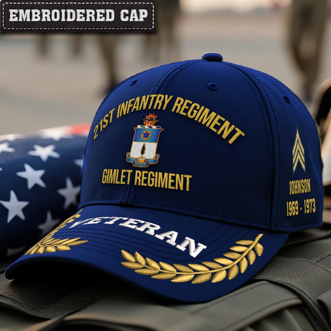 Cowgic U.S. Army 21st Infantry Regiment Embroidered Classic Structured Cap - Embroidered Cap for Veterans