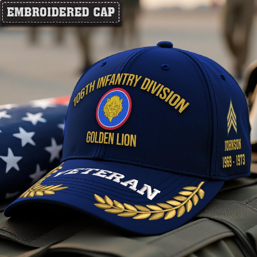 Cowgic U.S. Army 106th Infantry Division Embroidered Classic Structured Cap - Embroidered Cap for Veterans