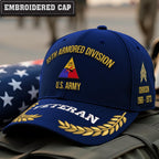 Cowgic U.S. Army 15th Armored Division Embroidered Classic Structured Cap - Embroidered Cap for Veterans