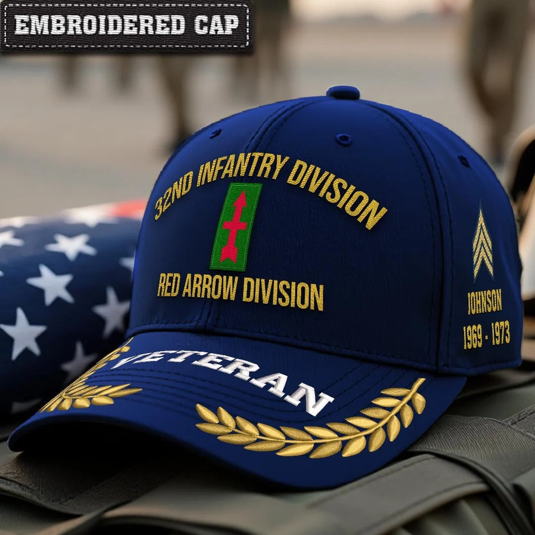 Cowgic U.S. Army 32nd infantry division Embroidered Classic Structured Cap - Embroidered Cap for Veterans