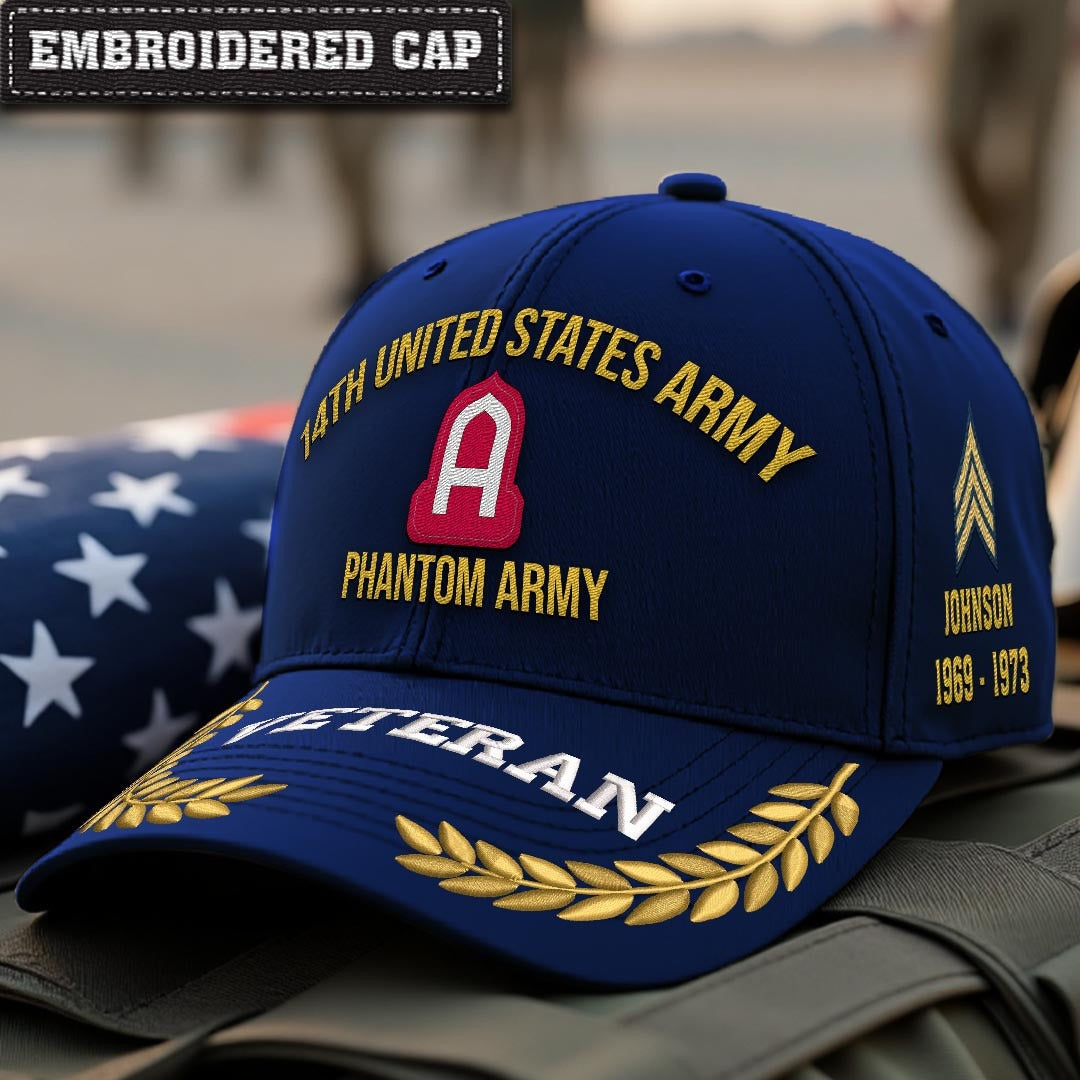 Cowgic U.S. Army 14th United States Army Embroidered Classic Structured Cap - Embroidered Cap for Veterans
