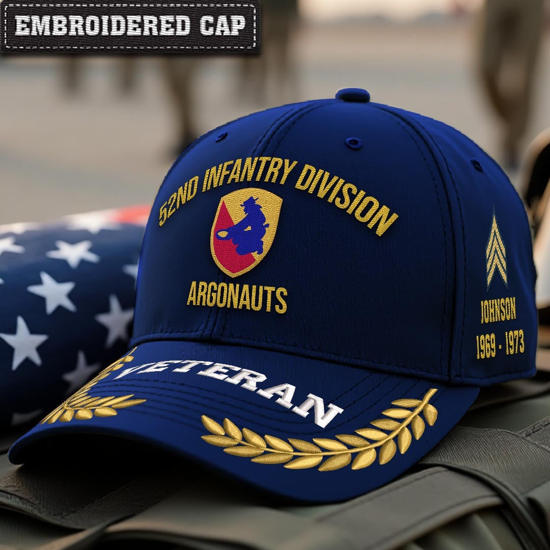 Cowgic U.S. Army 52nd Infantry Division Embroidered Classic Structured Cap - Embroidered Cap for Veterans