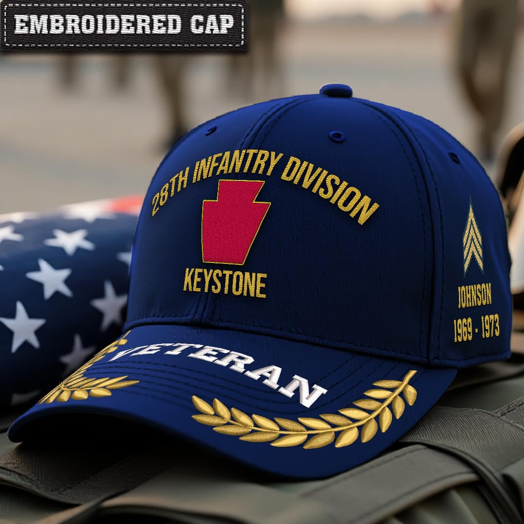 Cowgic U.S. Army 28th Infantry Division Embroidered Classic Structured Cap - Embroidered Cap for Veterans