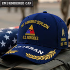 Cowgic U.S. Army 1st Armored Division Embroidered Classic Structured Cap - Embroidered Cap for Veterans