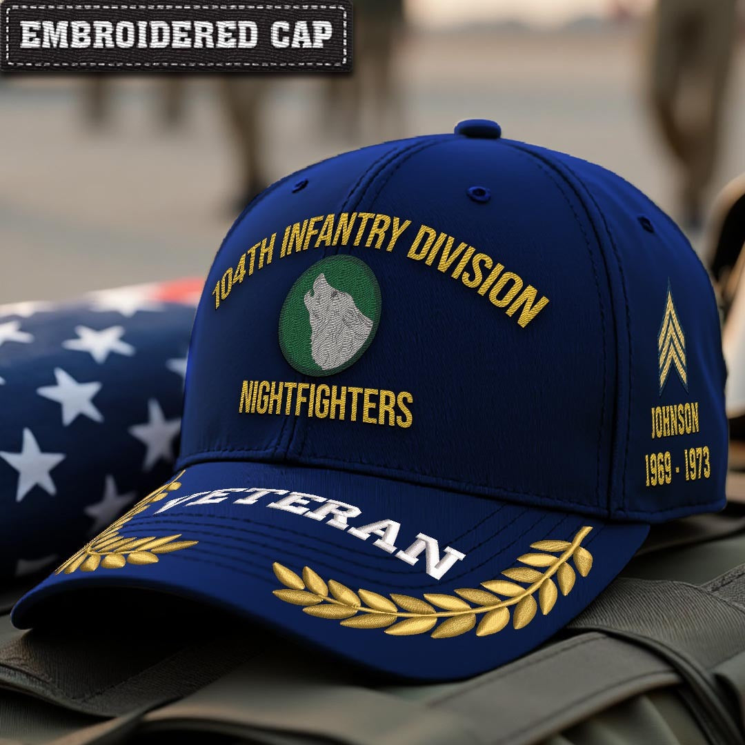 Cowgic U.S. Army 104th Infantry Division Embroidered Classic Structured Cap - Embroidered Cap for Veterans