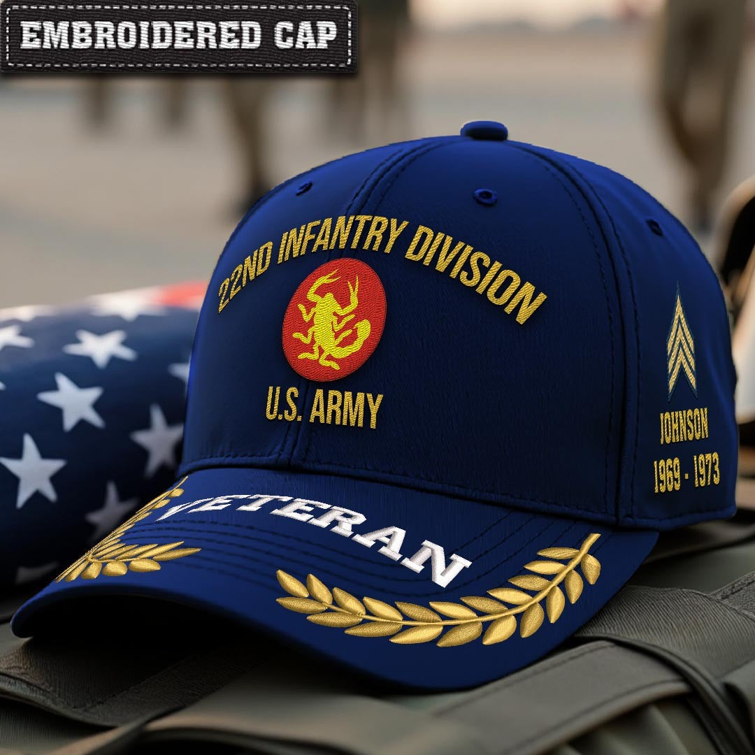 Cowgic U.S. Army 22nd Infantry Division Embroidered Classic Structured Cap - Embroidered Cap for Veterans