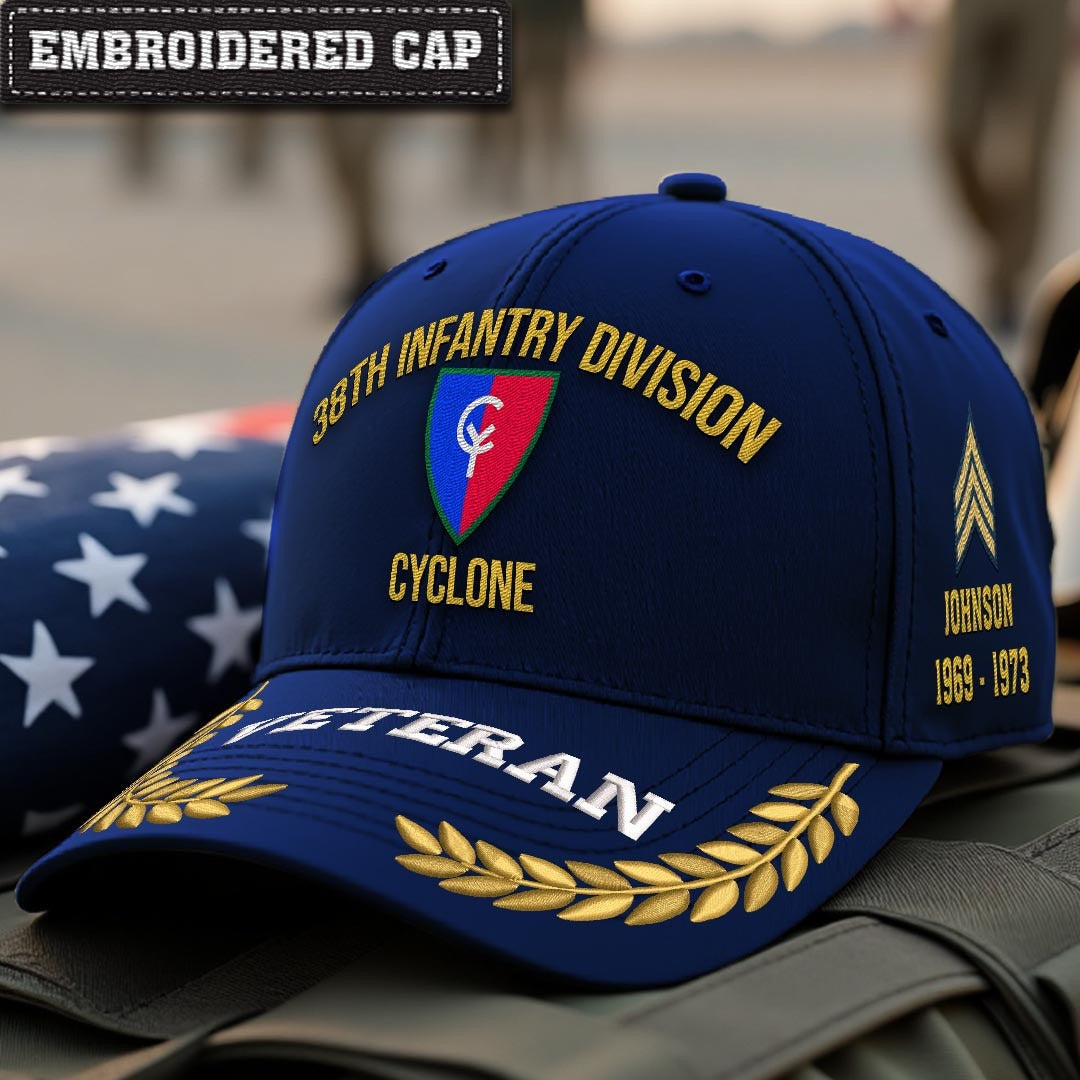 Cowgic U.S. Army 38th Infantry Division Embroidered Classic Structured Cap - Embroidered Cap for Veterans