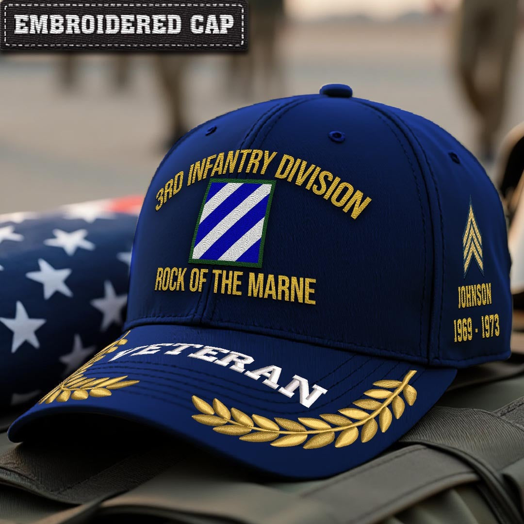 Cowgic U.S. Army 3rd Infantry Division Embroidered Classic Structured Cap - Embroidered Cap for Veterans