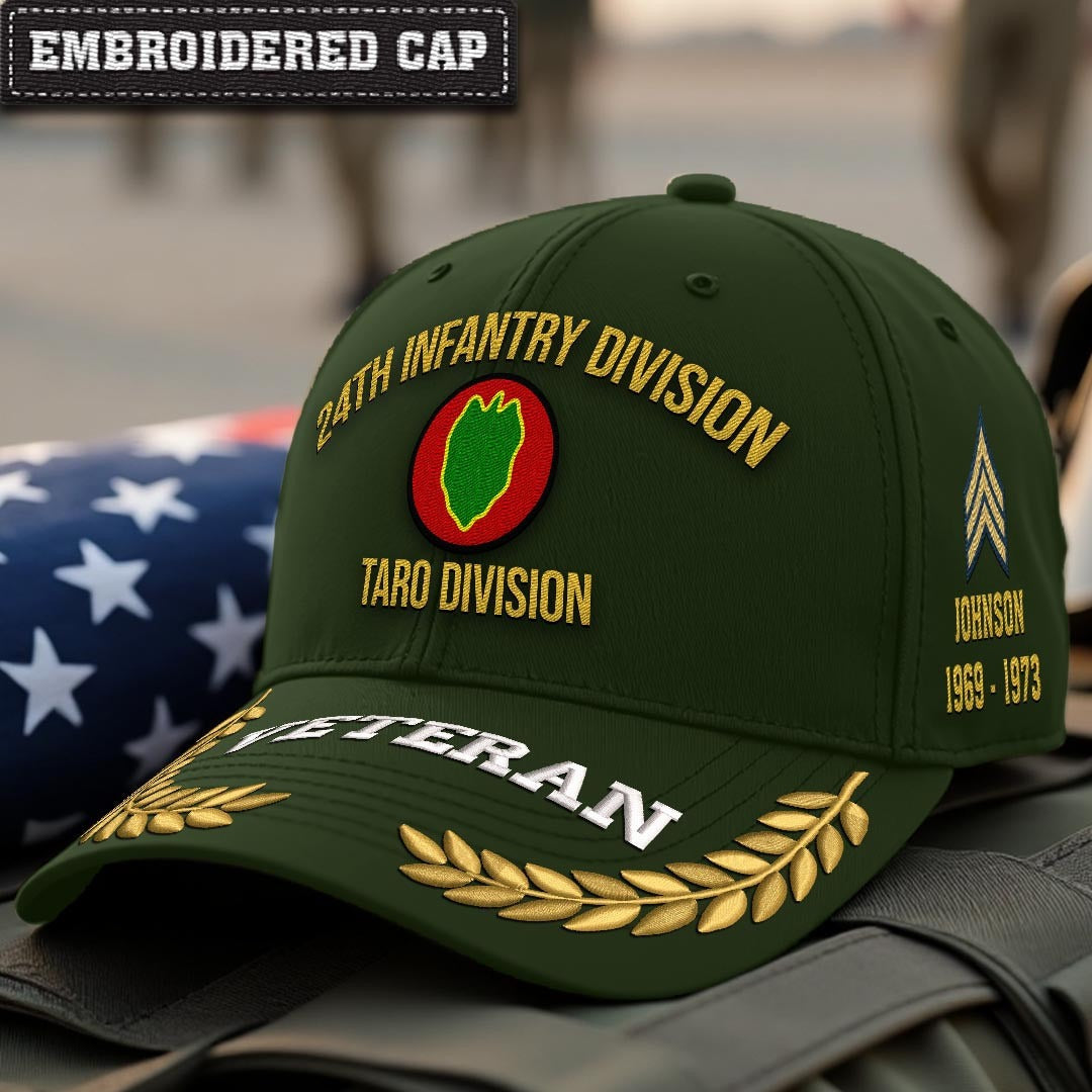 Cowgic U.S. Army 24th Infantry Division Embroidered Classic Structured Cap - Embroidered Cap for Veterans