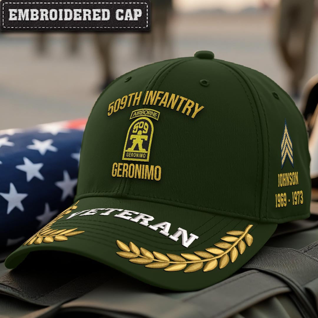 Cowgic U.S. Army 509th Infantry Regiment Embroidered Classic Structured Cap - Embroidered Cap for Veterans