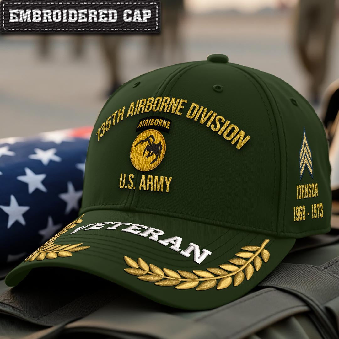 Cowgic U.S. Army 135th Airborne Division Embroidered Classic Structured Cap - Embroidered Cap for Veterans