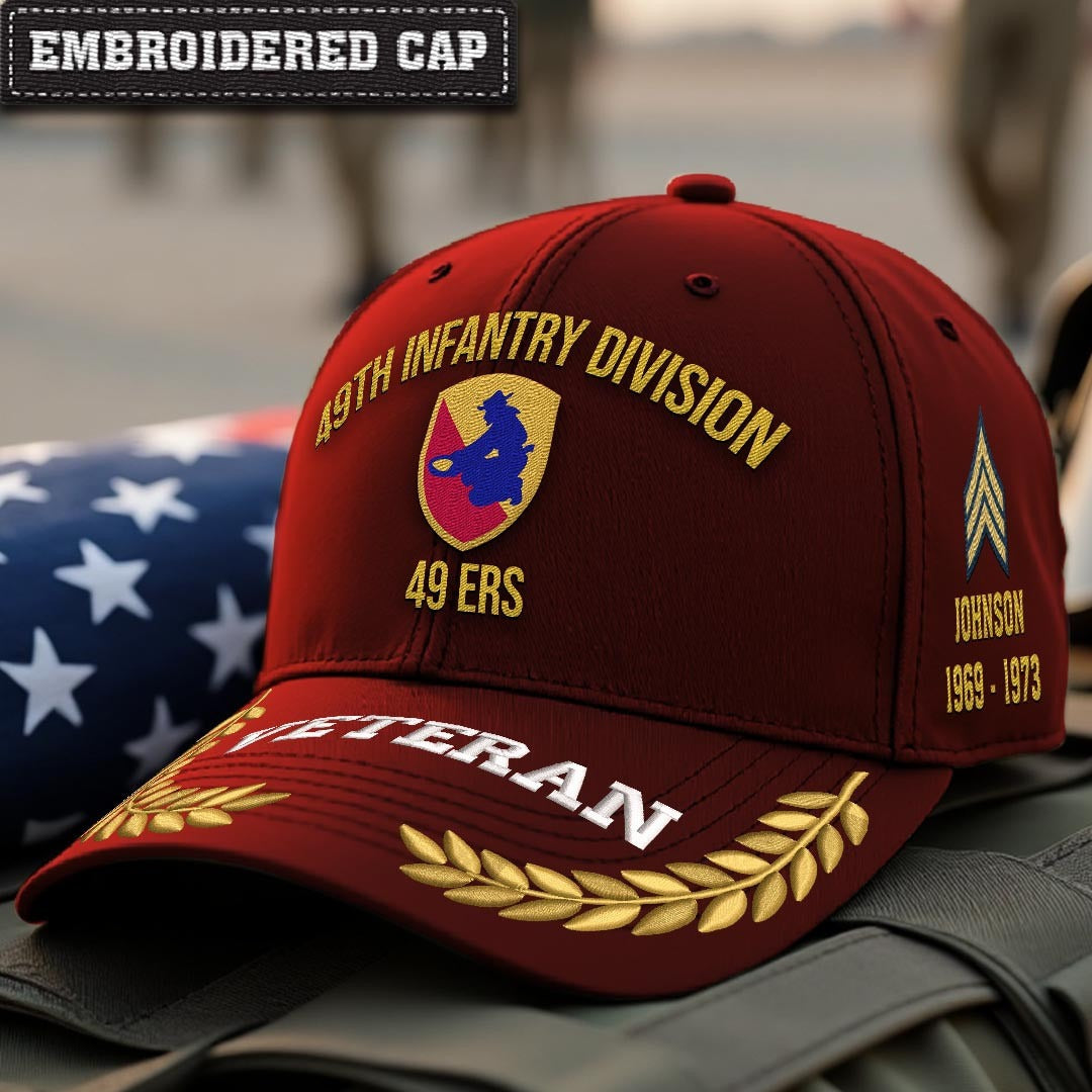 Cowgic U.S. Army 49th Infantry Division Embroidered Classic Structured Cap - Embroidered Cap for Veterans
