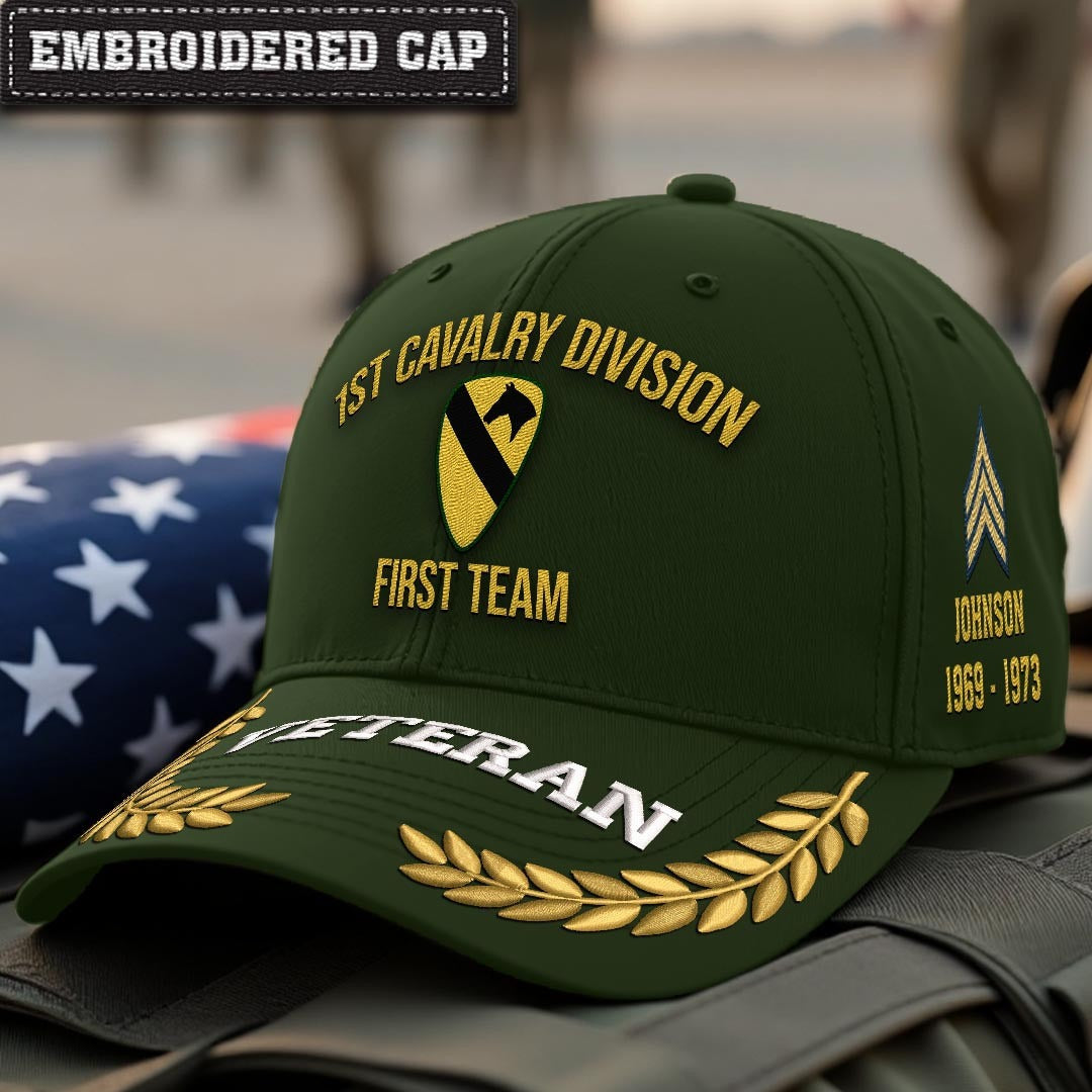 Cowgic U.S. Army 1st Cavalry Division Embroidered Classic Structured Cap - Embroidered Cap for Veterans
