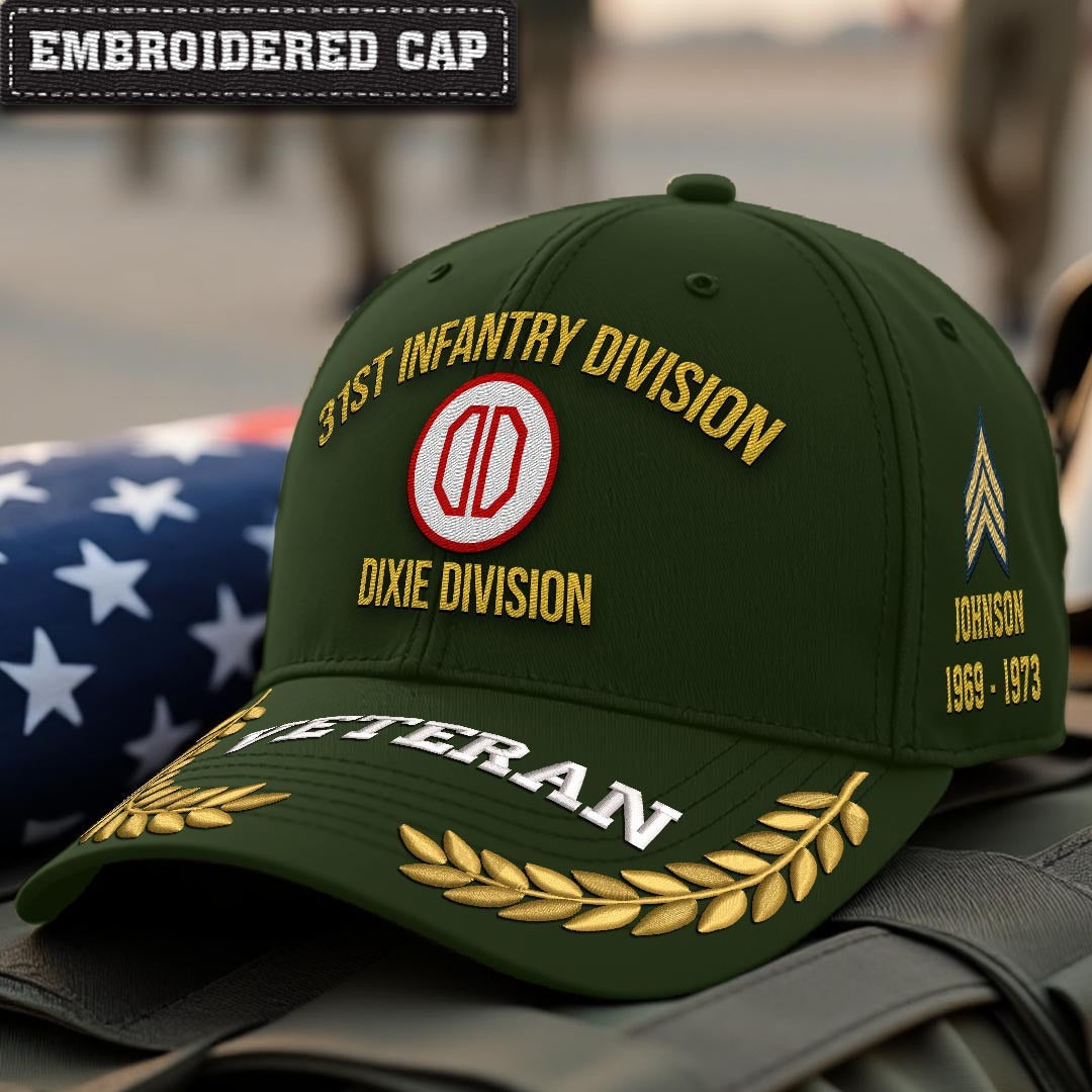 Cowgic U.S. Army 31st Infantry Division Embroidered Classic Structured Cap - Embroidered Cap for Veterans