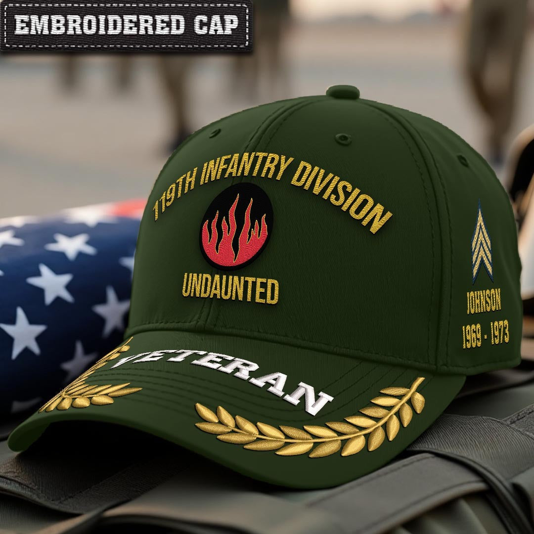 Cowgic U.S. Army 119th Infantry Division Embroidered Classic Structured Cap - Embroidered Cap for Veterans