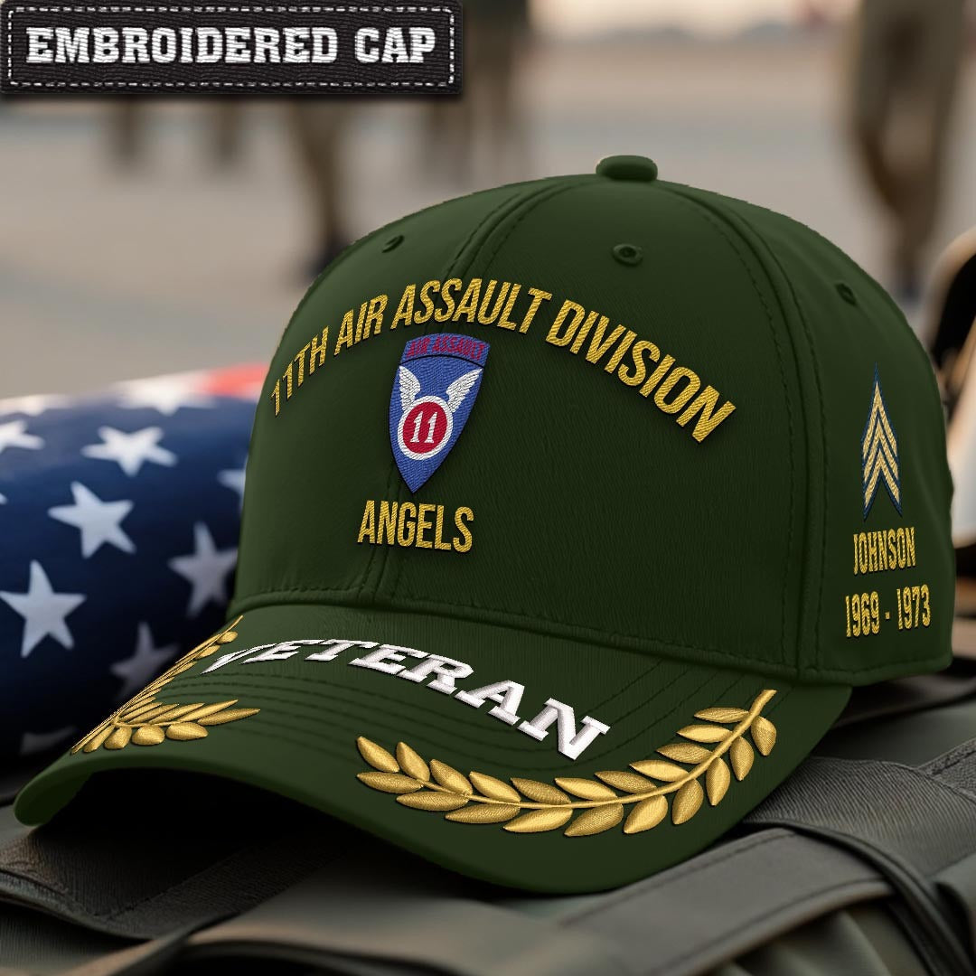 Cowgic U.S. Army 11th Air Assault Division Embroidered Classic Structured Cap - Embroidered Cap for Veterans