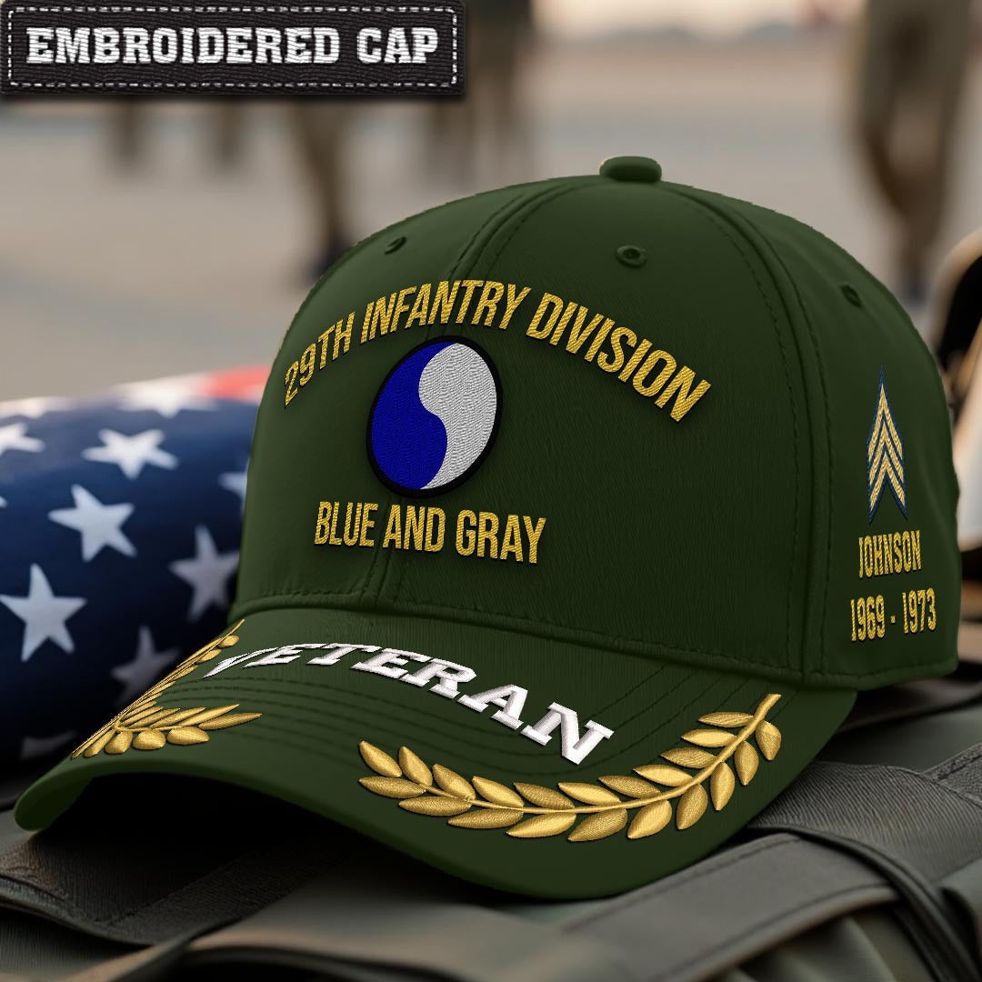 Cowgic U.S. Army 29th Infantry Division Embroidered Classic Structured Cap - Embroidered Cap for Veterans