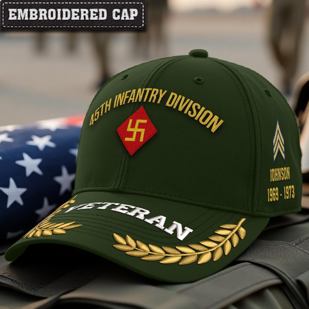 Cowgic U.S. Army 45th Infantry Division (Before the 1930s) Embroidered Classic Structured Cap - Embroidered Cap for Veterans