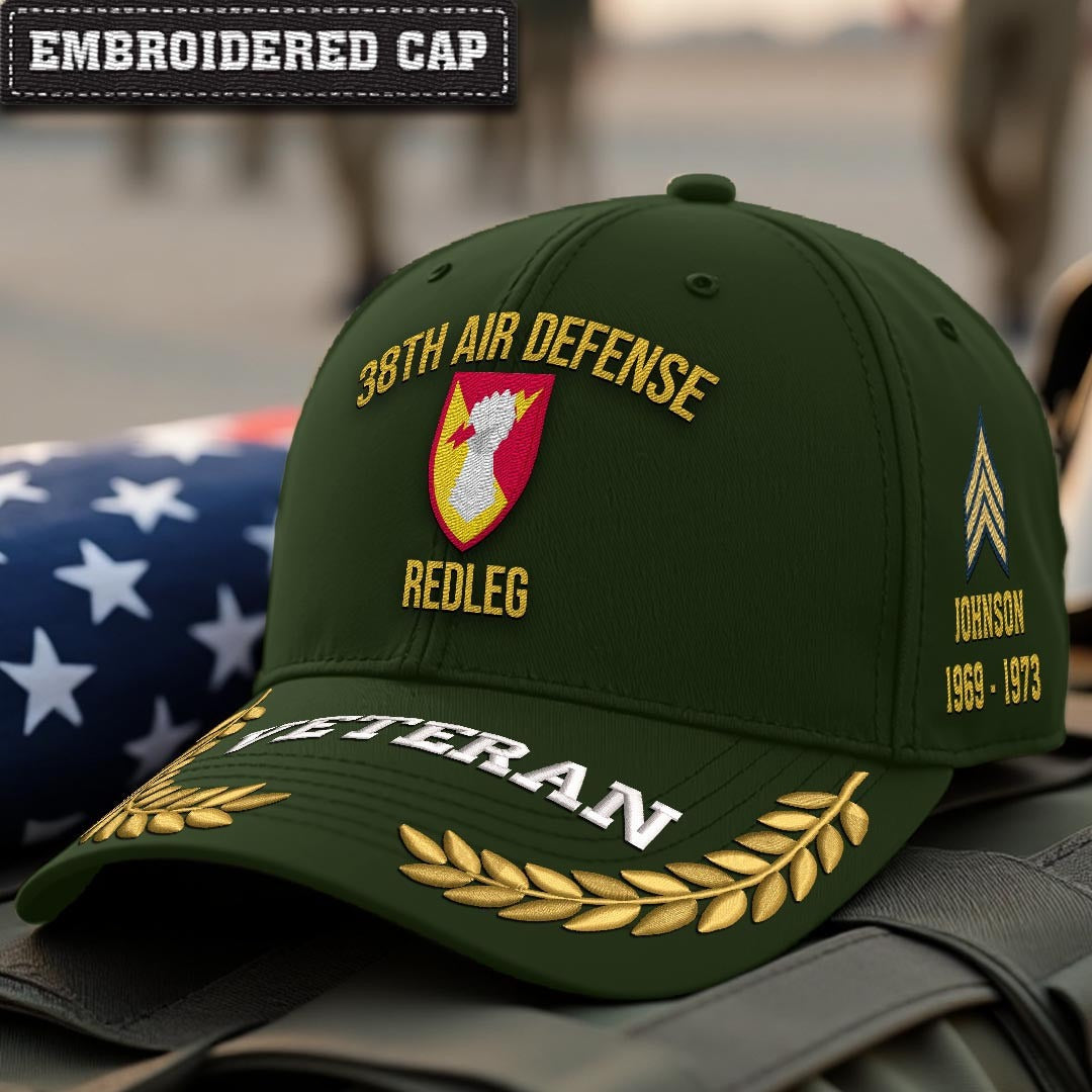 Cowgic U.S. Army 38th Air Defense Artillery Brigade Embroidered Classic Structured Cap - Embroidered Cap for Veterans