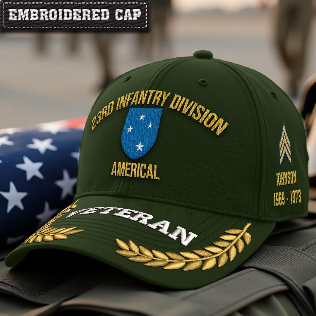 Cowgic U.S. Army 23rd Infantry Division Embroidered Classic Structured Cap - Embroidered Cap for Veterans
