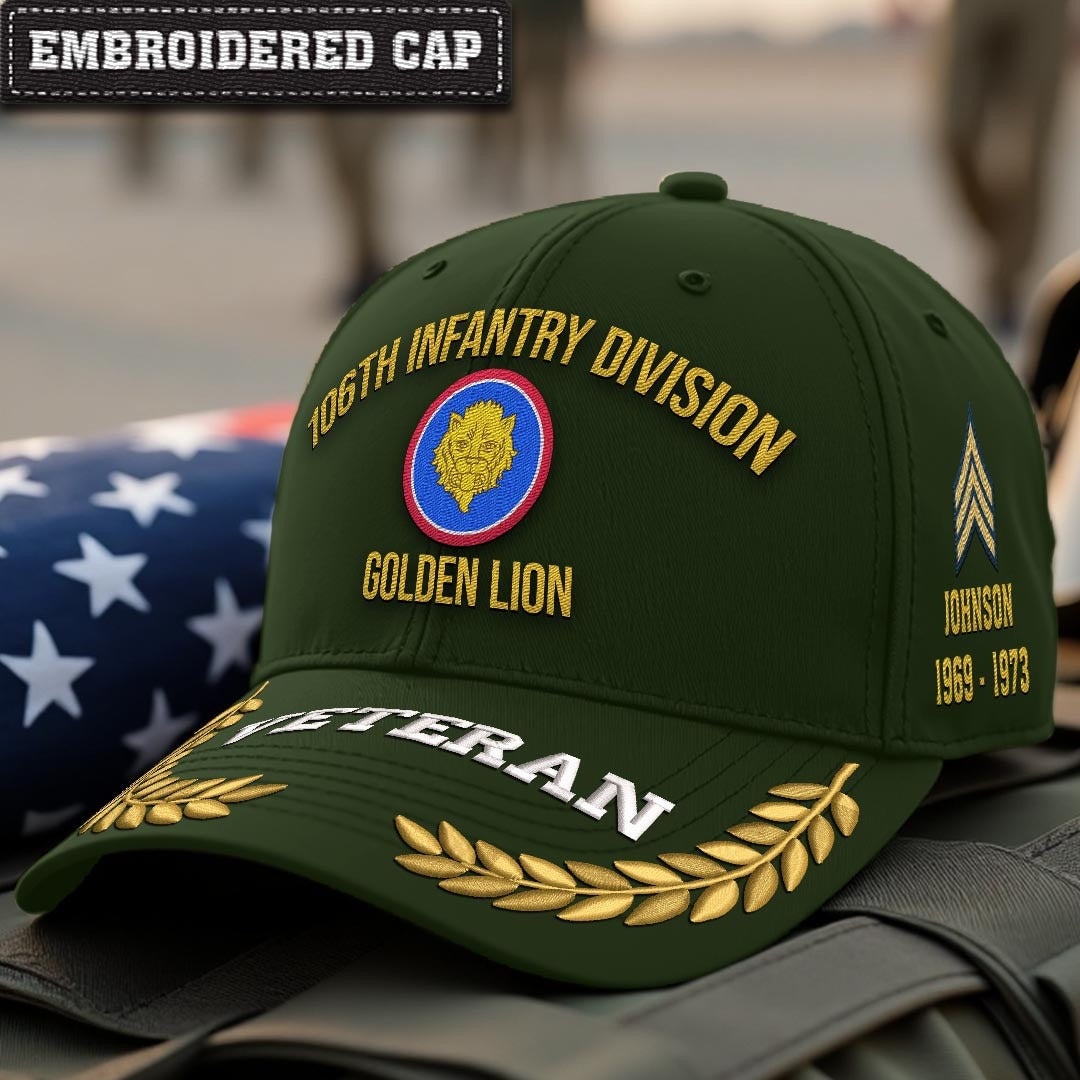 Cowgic U.S. Army 106th Infantry Division Embroidered Classic Structured Cap - Embroidered Cap for Veterans