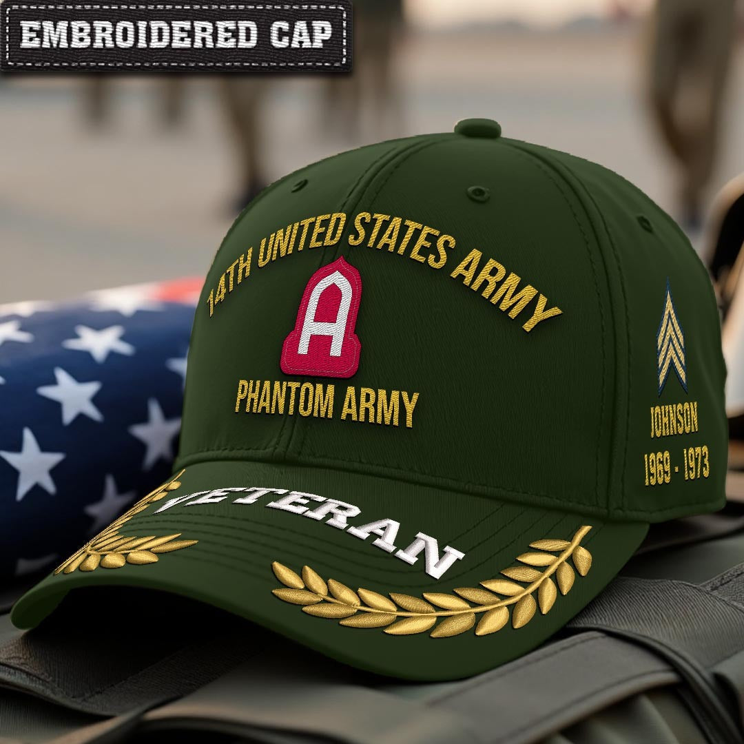 Cowgic U.S. Army 14th United States Army Embroidered Classic Structured Cap - Embroidered Cap for Veterans