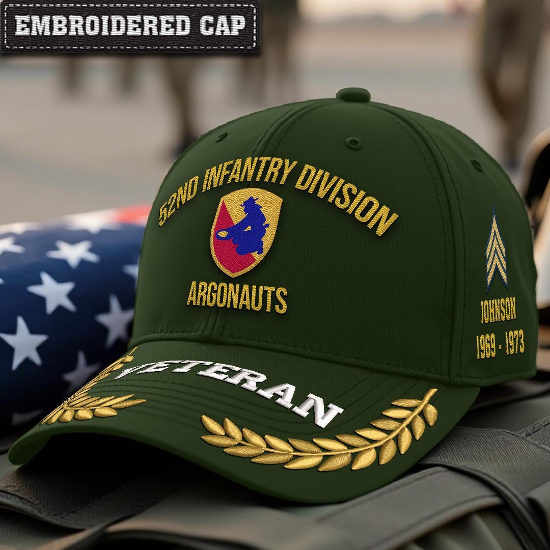 Cowgic U.S. Army 52nd Infantry Division Embroidered Classic Structured Cap - Embroidered Cap for Veterans