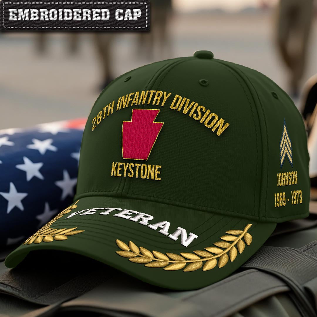 Cowgic U.S. Army 28th Infantry Division Embroidered Classic Structured Cap - Embroidered Cap for Veterans