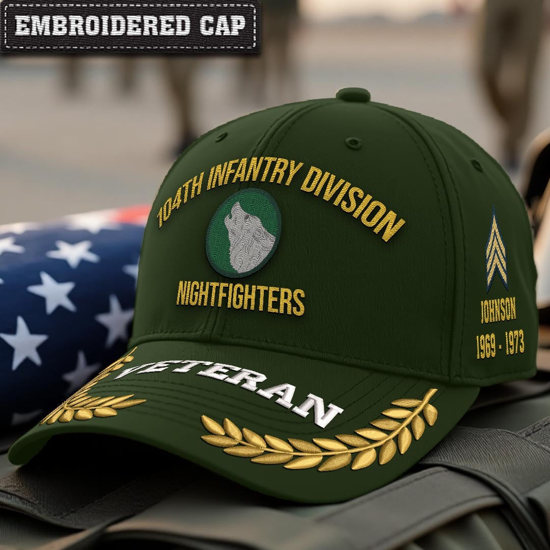 Cowgic U.S. Army 104th Infantry Division Embroidered Classic Structured Cap - Embroidered Cap for Veterans