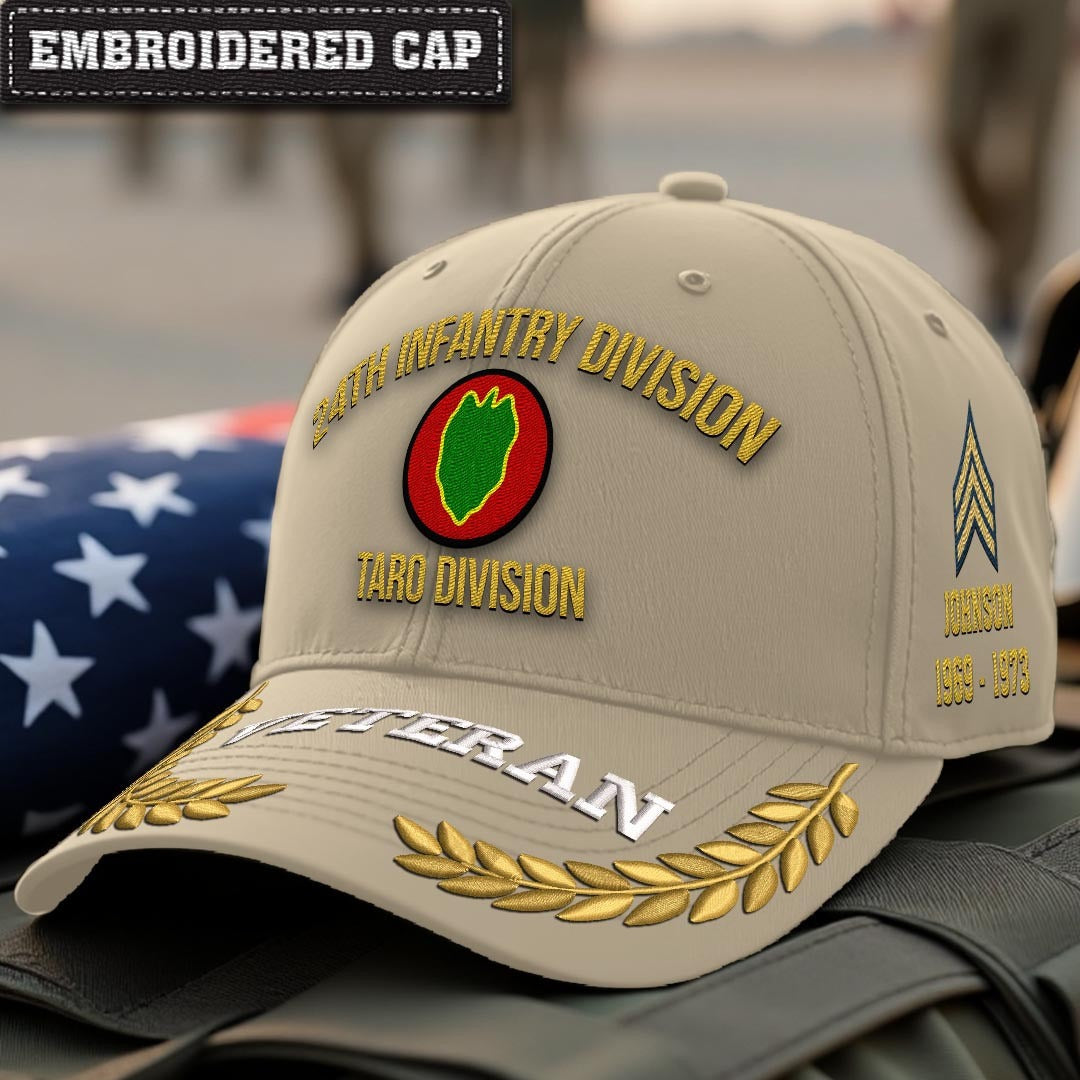 Cowgic U.S. Army 24th Infantry Division Embroidered Classic Structured Cap - Embroidered Cap for Veterans
