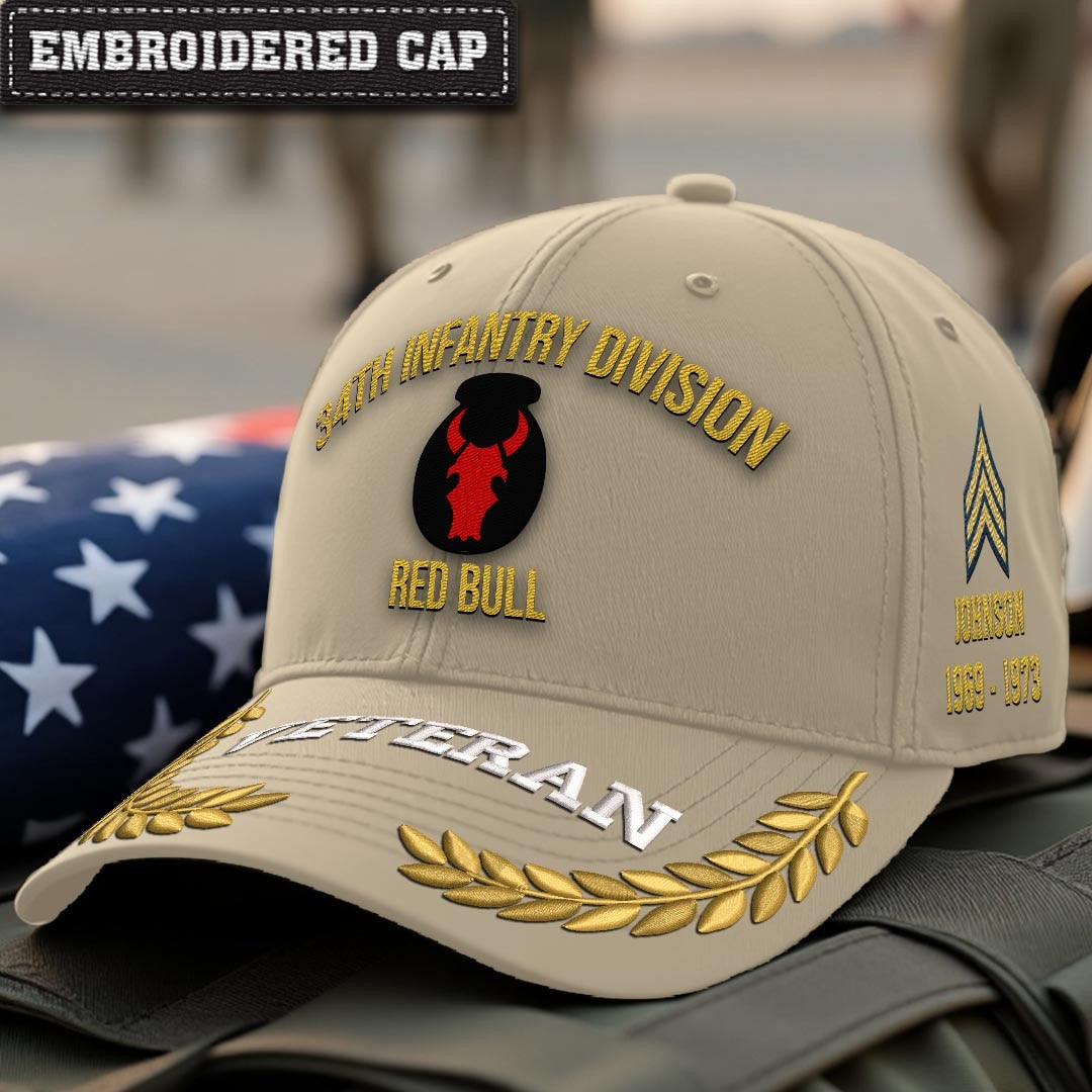 Cowgic U.S. Army 34th Infantry Division Embroidered Classic Structured Cap - Embroidered Cap for Veterans