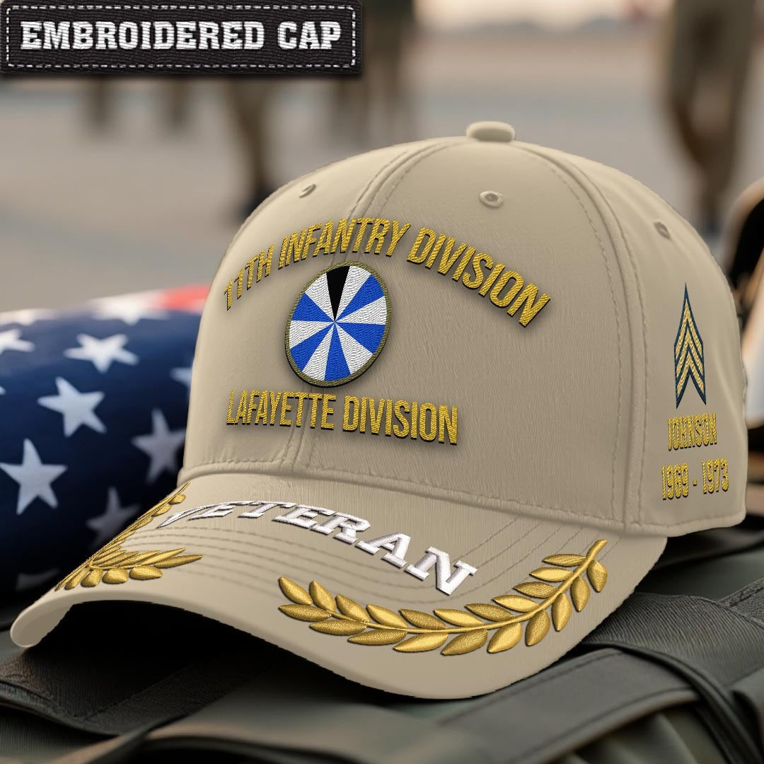 Cowgic U.S. Army 11th Infantry Division Embroidered Classic Structured Cap - Embroidered Cap for Veterans