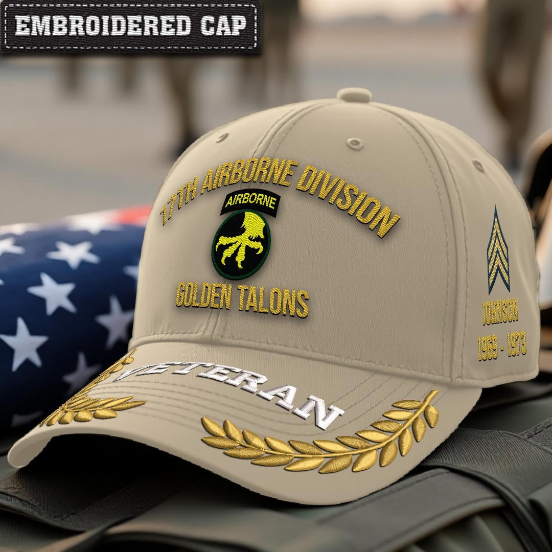 Cowgic U.S. Army 17th Airborne Division Embroidered Classic Structured Cap - Embroidered Cap for Veterans