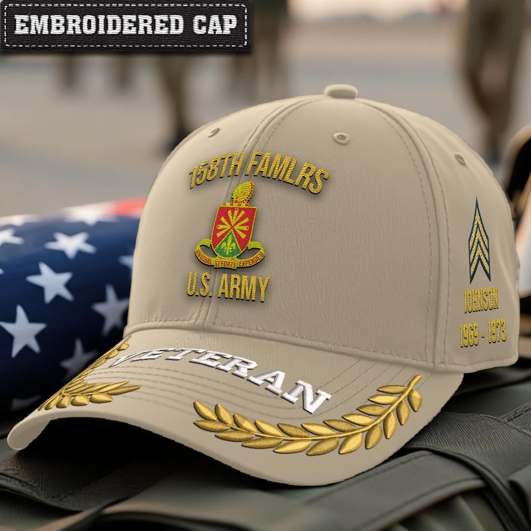 Cowgic U.S. Army 158th FAMLRS Embroidered Classic Structured Cap - Embroidered Cap for Veterans