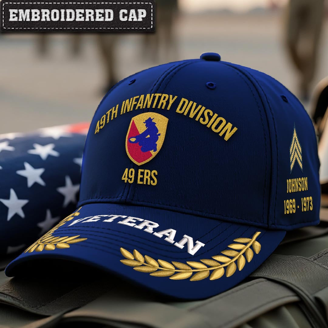 Cowgic U.S. Army 49th Infantry Division Embroidered Classic Structured Cap - Embroidered Cap for Veterans
