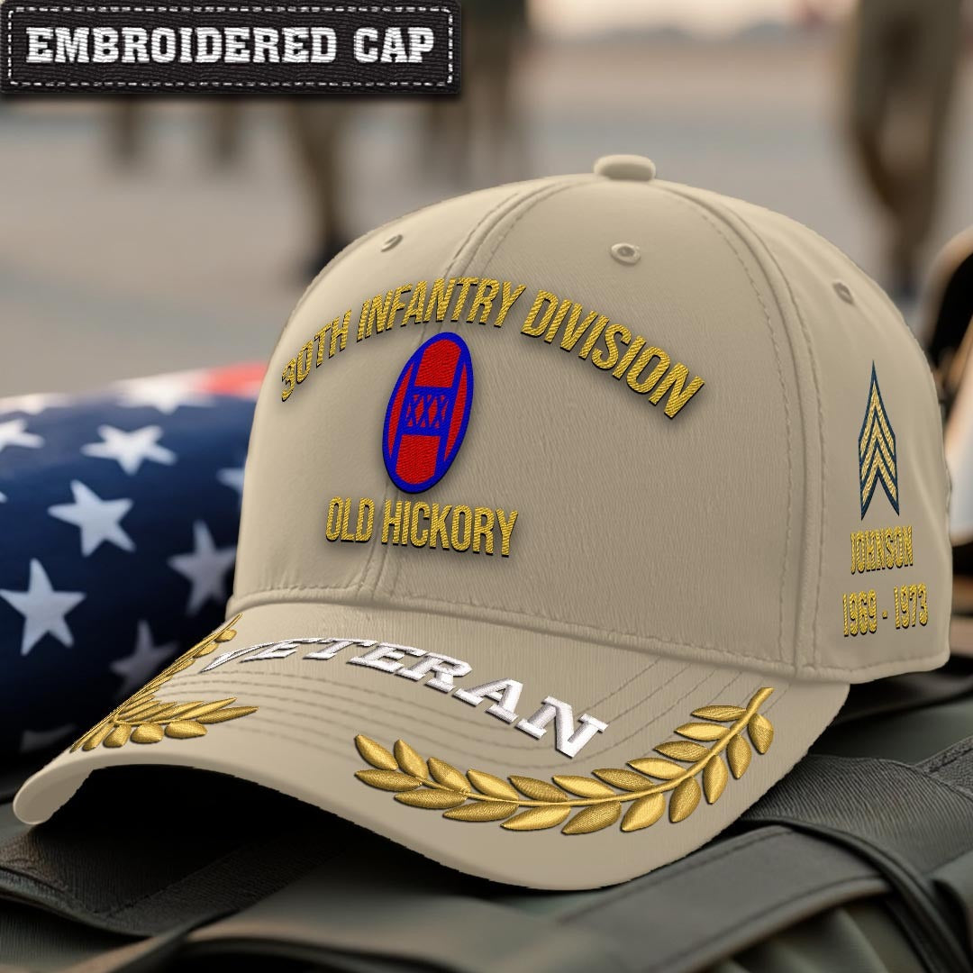 Cowgic U.S. Army 30th Infantry Division Embroidered Classic Structured Cap - Embroidered Cap for Veterans
