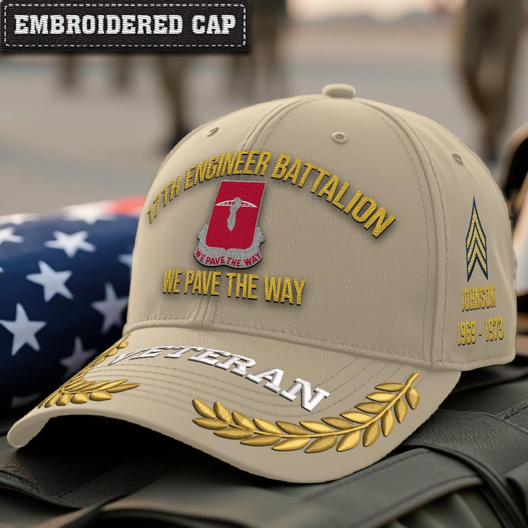 Cowgic Army 17th Engineer Battalion Embroidered Classic Structured Cap - Embroidered Cap for Veterans